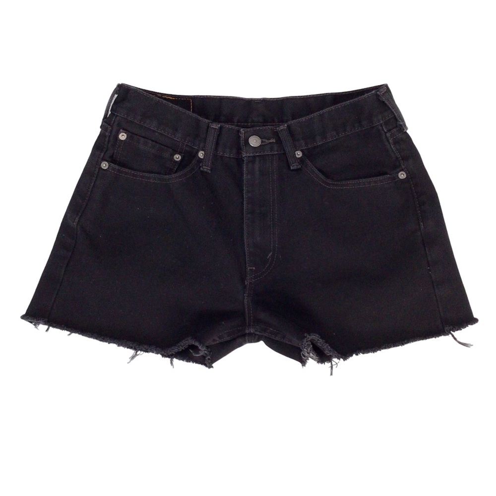 Levi's 505 Raw Hem Cut-Off Black Denim Shorts - Size 31